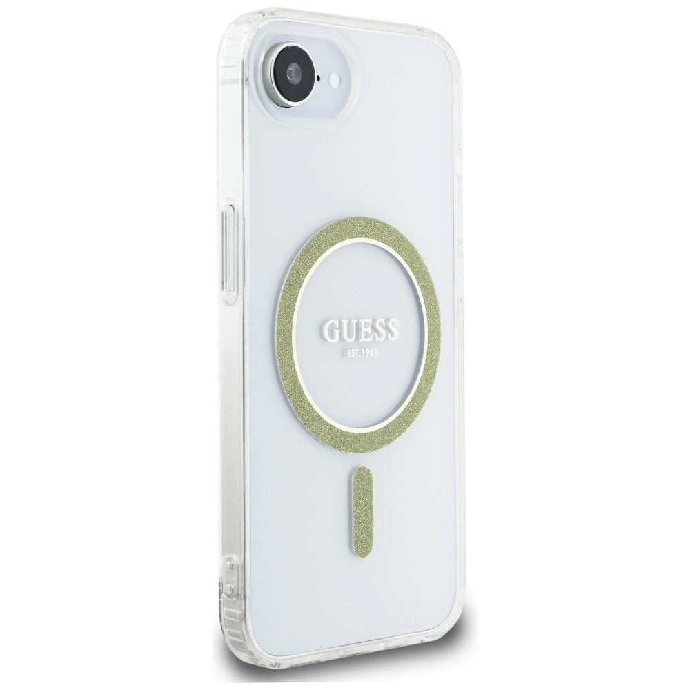 Guess IML Glitter Circle MagSafe iPhone 16e Case - Clear_3