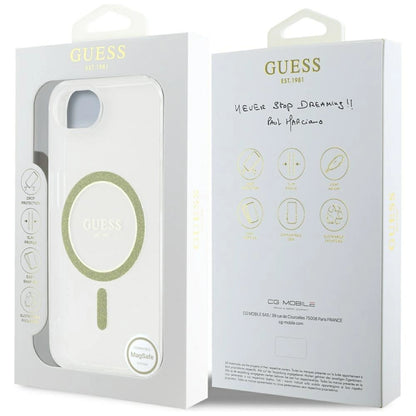 Guess IML Glitter Circle MagSafe iPhone 16e Case - Clear_7