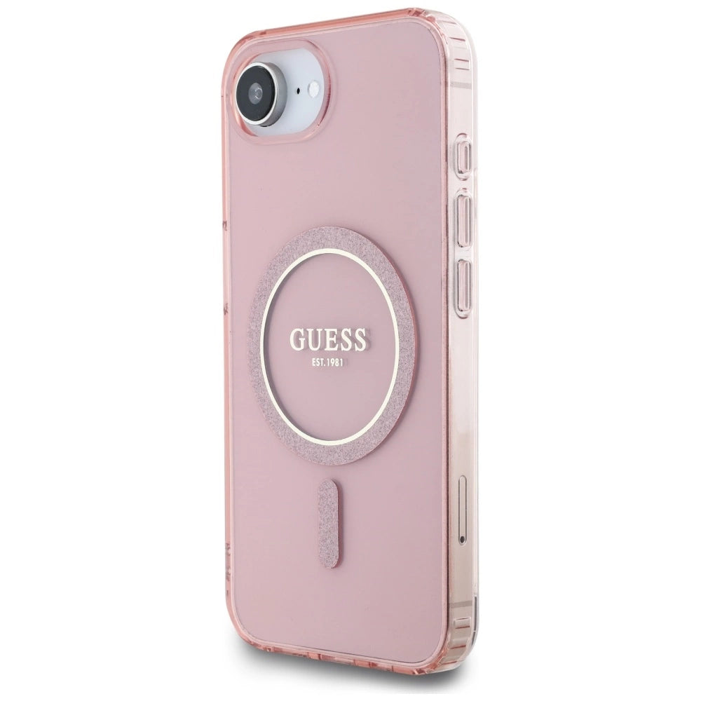 Guess IML Glitter Circle MagSafe case for iPhone 16e - pink_1
