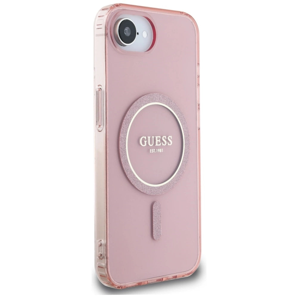 Guess IML Glitter Circle MagSafe case for iPhone 16e - pink_3