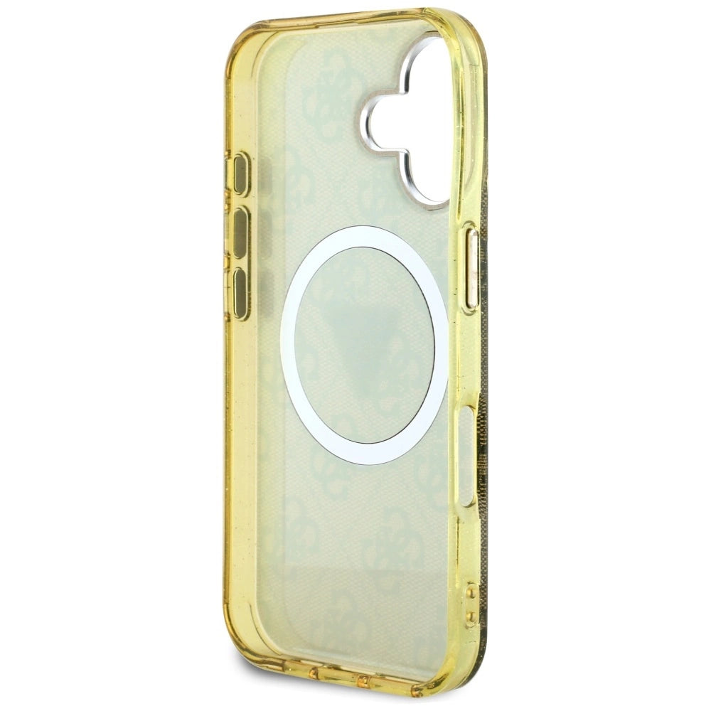 Guess IML Metal Glitter 4G Circle Triangle MagSafe Case for iPhone 16 - Brown_6