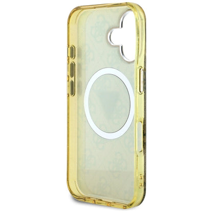 Guess IML Metal Glitter 4G Circle Triangle MagSafe Case for iPhone 16 - Brown_6