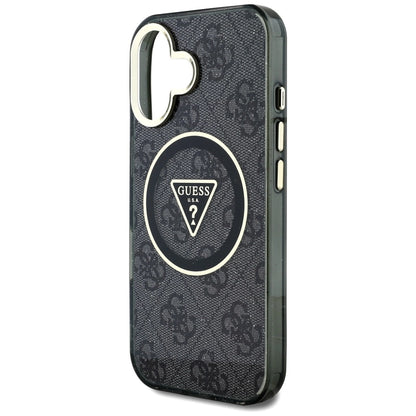 Guess IML Metal Glitter 4G Circle Triangle MagSafe Case for iPhone 16 - Black_5