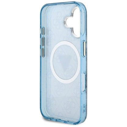 Guess IML Metal Glitter 4G Circle Triangle MagSafe Case for iPhone 16 - Blue_6