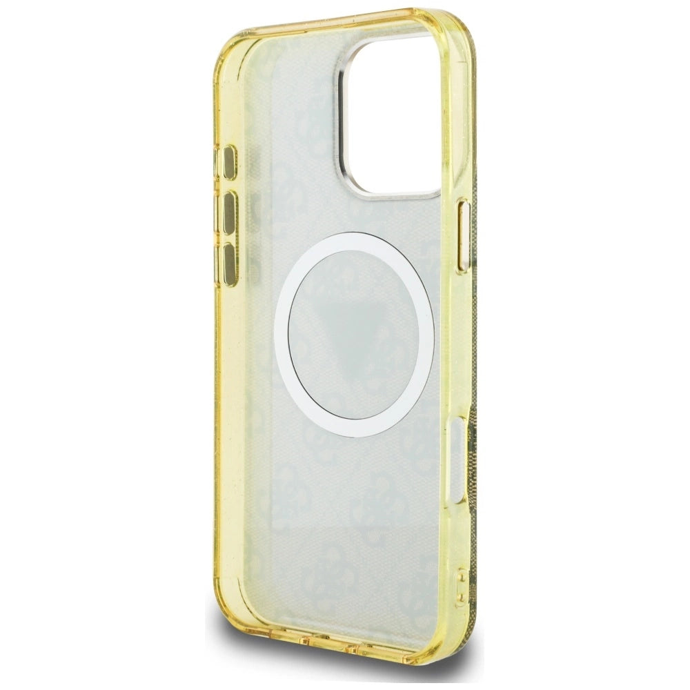 Guess IML Metal Glitter 4G Circle Triangle MagSafe Case for iPhone 16 Pro - Brown_6
