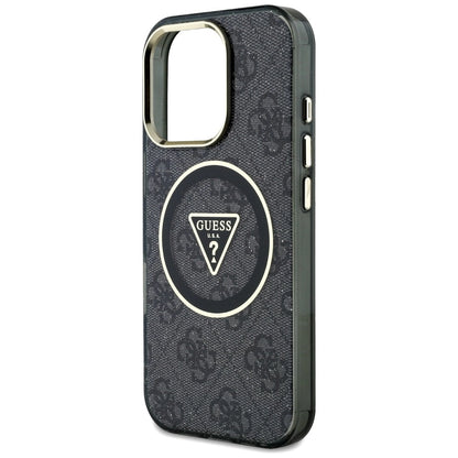 Guess IML Metal Glitter 4G Circle Triangle MagSafe Case for iPhone 16 Pro - Black_5