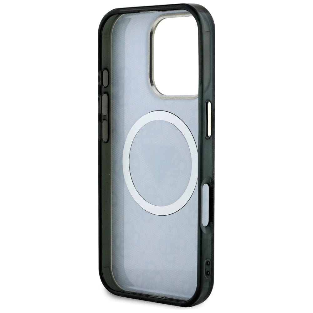 Guess IML Metal Glitter 4G Circle Triangle MagSafe Case for iPhone 16 Pro - Black_6