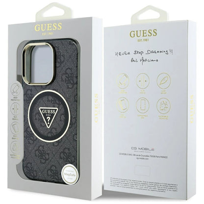 Guess IML Metal Glitter 4G Circle Triangle MagSafe Case for iPhone 16 Pro - Black_7