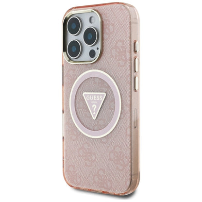Guess IML Metal Glitter 4G Circle Triangle MagSafe Case for iPhone 16 Pro Max - Pink_1