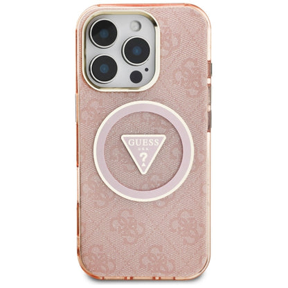 Guess IML Metal Glitter 4G Circle Triangle MagSafe Case for iPhone 16 Pro Max - Pink_2