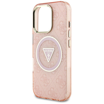 Guess IML Metal Glitter 4G Circle Triangle MagSafe Case for iPhone 16 Pro Max - Pink_5