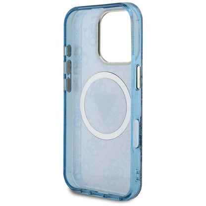 Guess IML Metal Glitter 4G Circle Triangle MagSafe Case for iPhone 16 Pro - Blue_6
