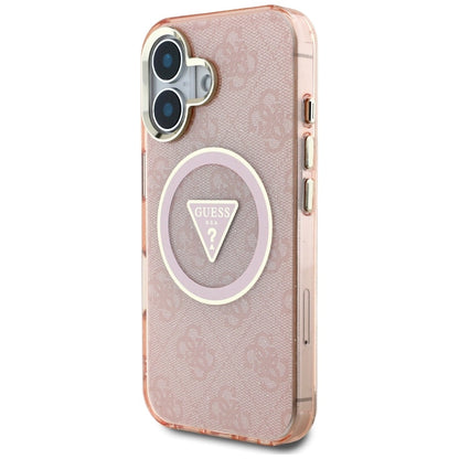 Guess IML Metal Glitter 4G Circle Triangle MagSafe case for iPhone 16 - pink_1