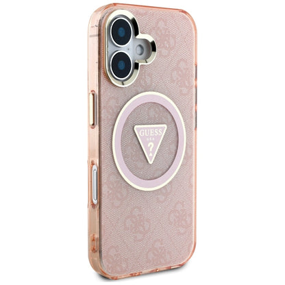 Guess IML Metal Glitter 4G Circle Triangle MagSafe case for iPhone 16 - pink_3