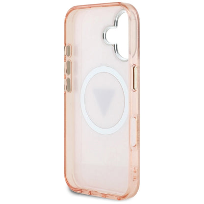 Guess IML Metal Glitter 4G Circle Triangle MagSafe case for iPhone 16 - pink_6