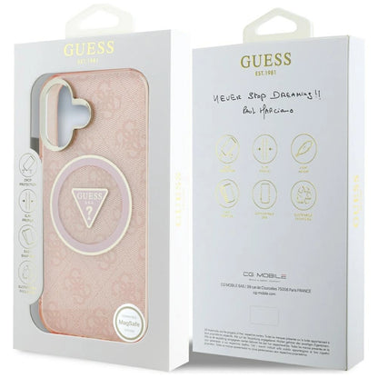 Guess IML Metal Glitter 4G Circle Triangle MagSafe case for iPhone 16 - pink_7