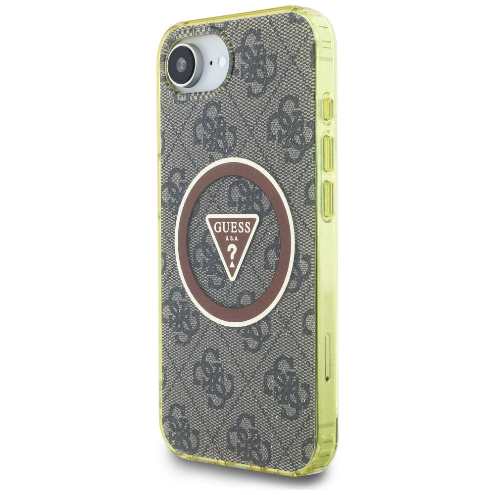 Guess IML Metal Glitter 4G Circle Triangle MagSafe case for iPhone 16e - brown_1