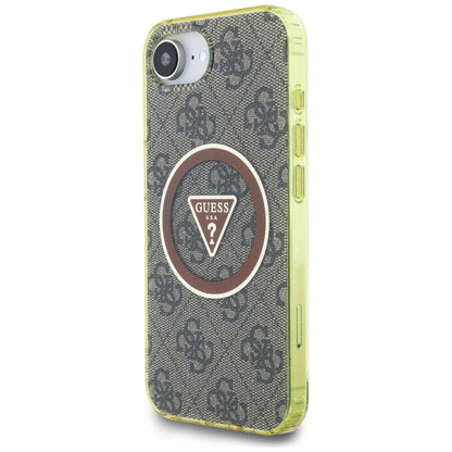 Guess IML Metal Glitter 4G Circle Triangle MagSafe case for iPhone 16e - brown_1