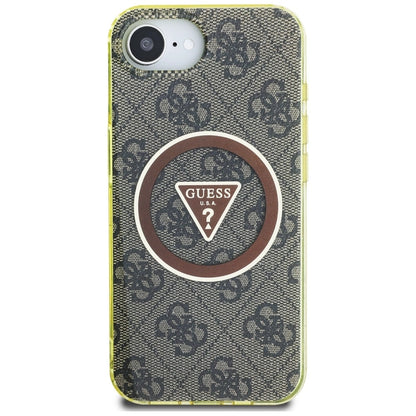 Guess IML Metal Glitter 4G Circle Triangle MagSafe case for iPhone 16e - brown_2