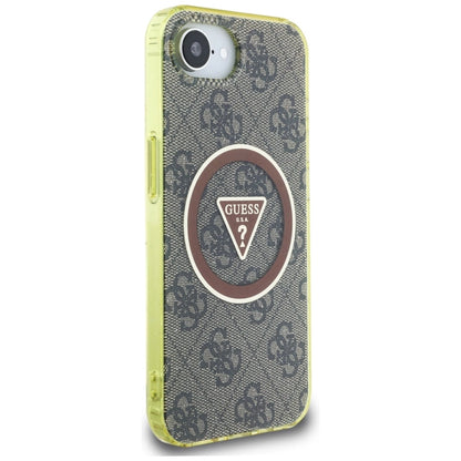 Guess IML Metal Glitter 4G Circle Triangle MagSafe case for iPhone 16e - brown_3