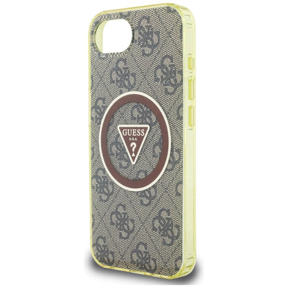Guess IML Metal Glitter 4G Circle Triangle MagSafe case for iPhone 16e - brown_5