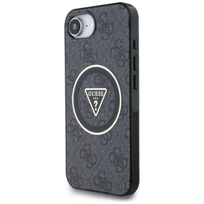 Guess IML Metal Glitter 4G Circle Triangle MagSafe Case for iPhone 16e - Black_1