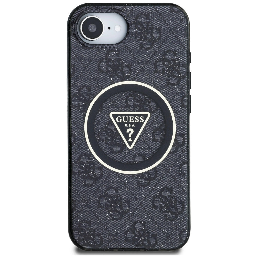 Guess IML Metal Glitter 4G Circle Triangle MagSafe Case for iPhone 16e - Black_2