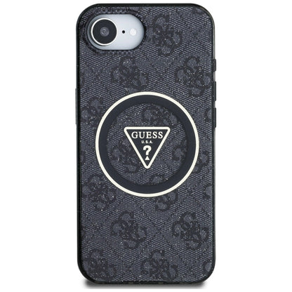 Guess IML Metal Glitter 4G Circle Triangle MagSafe Case for iPhone 16e - Black_2