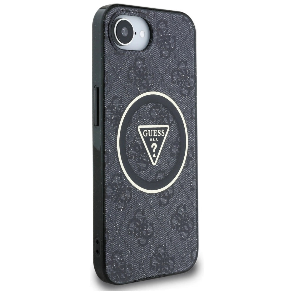 Guess IML Metal Glitter 4G Circle Triangle MagSafe Case for iPhone 16e - Black_3