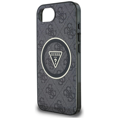Guess IML Metal Glitter 4G Circle Triangle MagSafe Case for iPhone 16e - Black_5