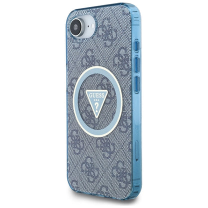 Guess IML Metal Glitter 4G Circle Triangle MagSafe Case for iPhone 16e - Blue_1