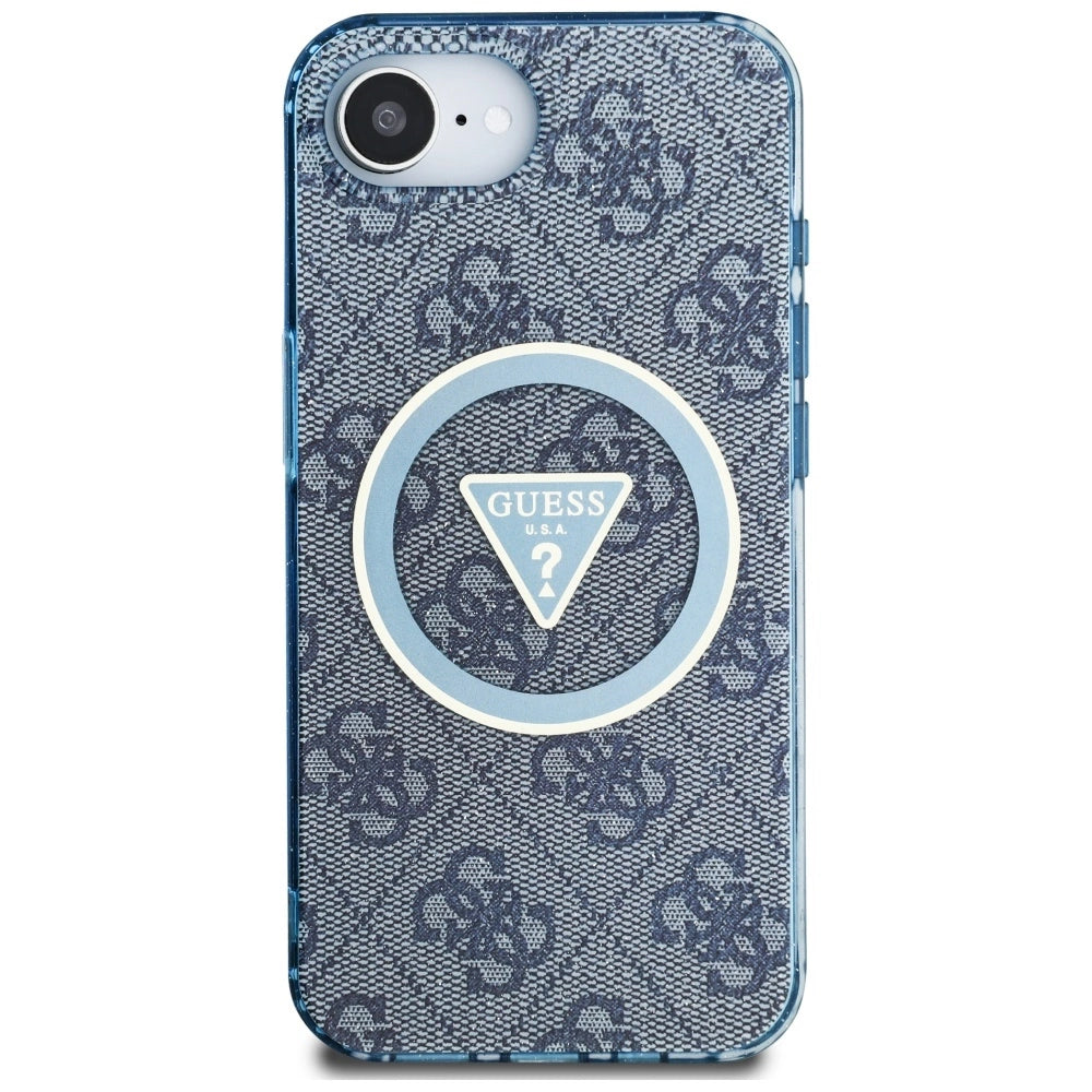 Guess IML Metal Glitter 4G Circle Triangle MagSafe Case for iPhone 16e - Blue_2