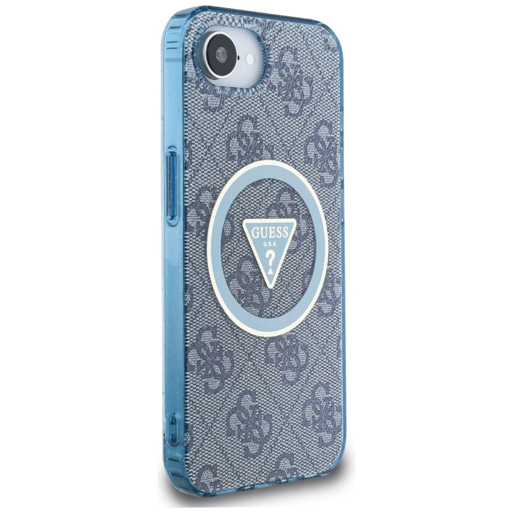Guess IML Metal Glitter 4G Circle Triangle MagSafe Case for iPhone 16e - Blue_3