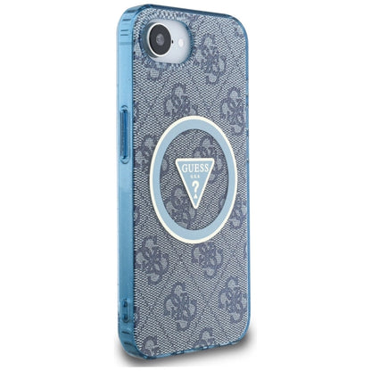 Guess IML Metal Glitter 4G Circle Triangle MagSafe Case for iPhone 16e - Blue_3