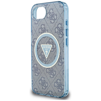 Guess IML Metal Glitter 4G Circle Triangle MagSafe Case for iPhone 16e - Blue_5