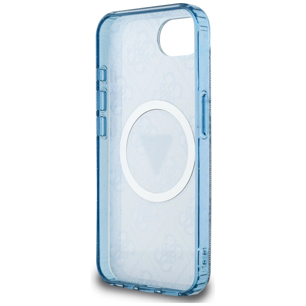 Guess IML Metal Glitter 4G Circle Triangle MagSafe Case for iPhone 16e - Blue_6