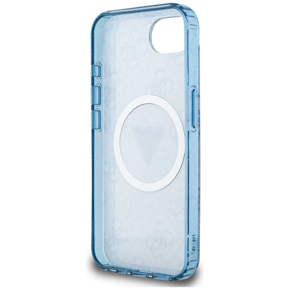 Guess IML Metal Glitter 4G Circle Triangle MagSafe Case for iPhone 16e - Blue_6