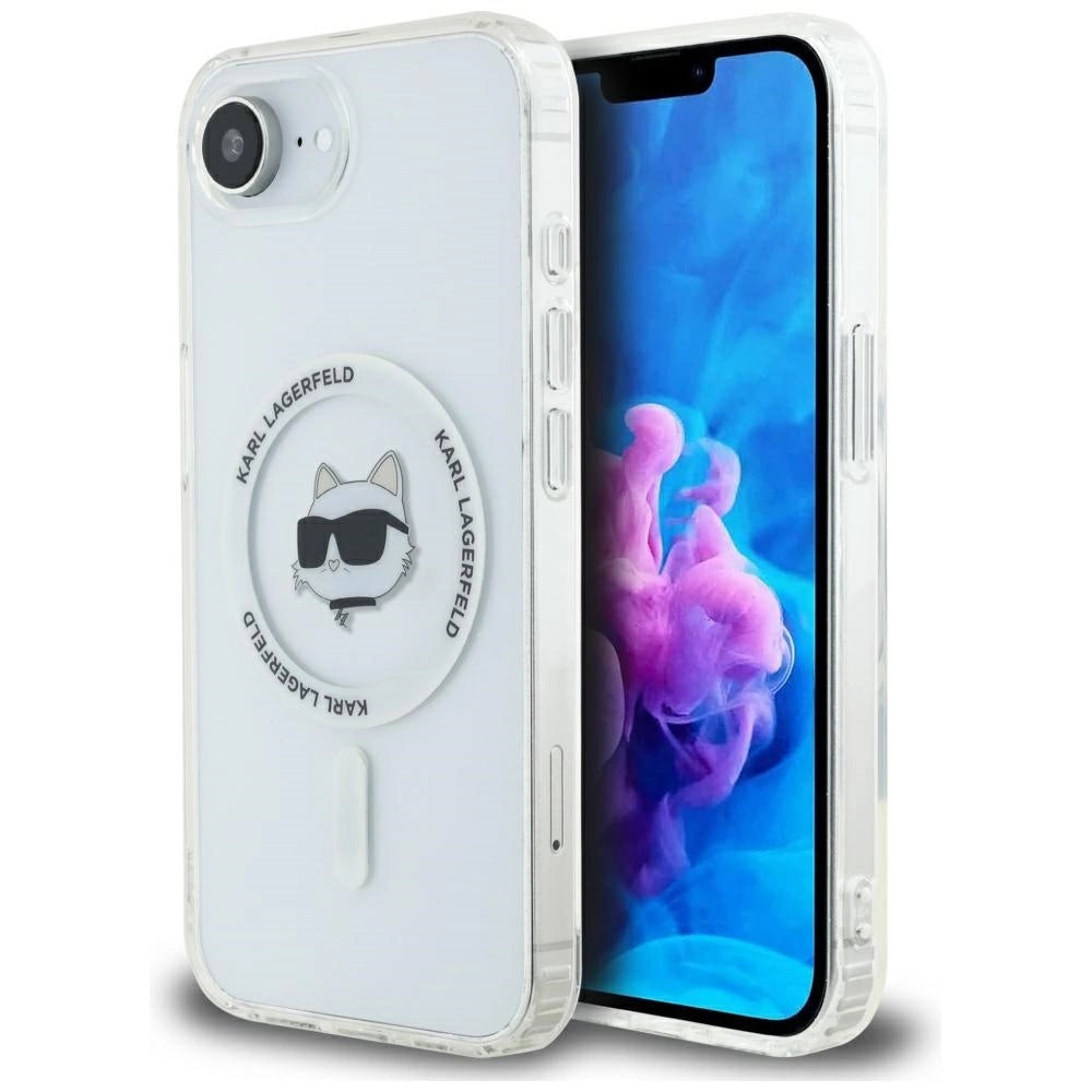 Karl Lagerfeld IML Metal Choupette Head MagSafe iPhone 16e Case - White_0