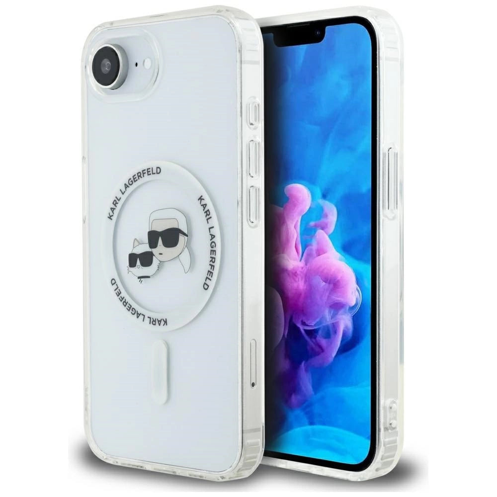 Karl Lagerfeld IML Metal Karl &amp; Choupette Heads MagSafe iPhone 16e Case - White_0