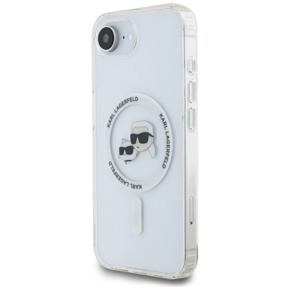Karl Lagerfeld IML Metal Karl &amp; Choupette Heads MagSafe iPhone 16e Case - White_1