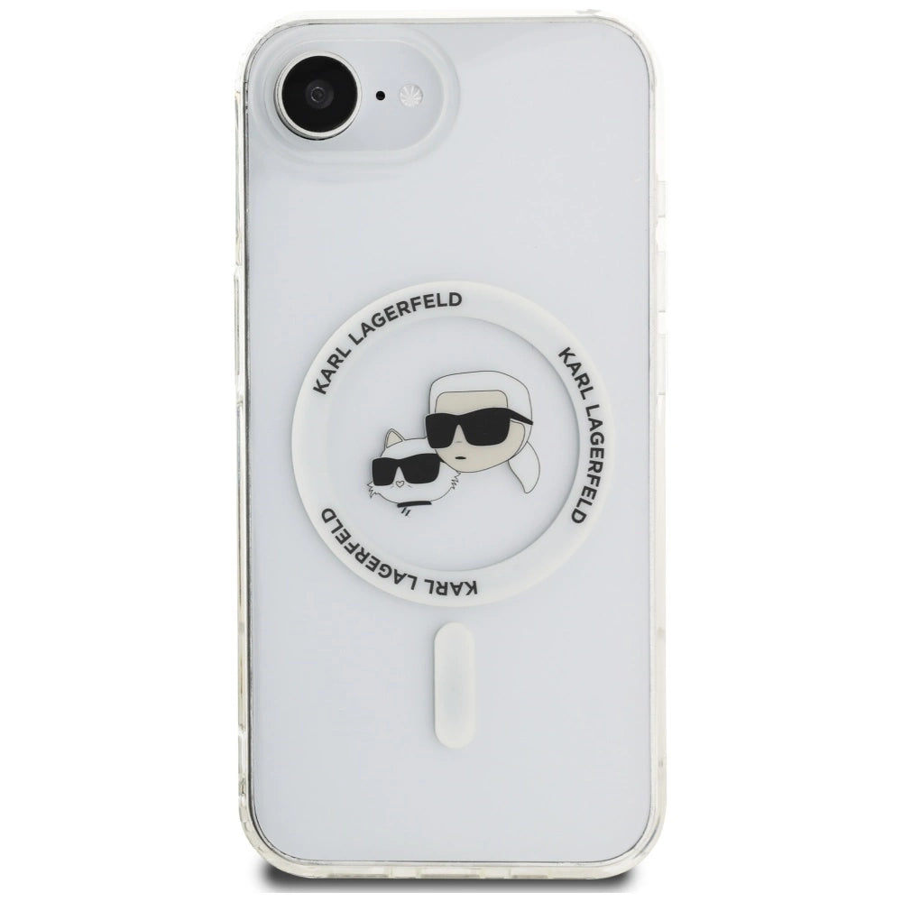 Karl Lagerfeld IML Metal Karl &amp; Choupette Heads MagSafe iPhone 16e Case - White_2