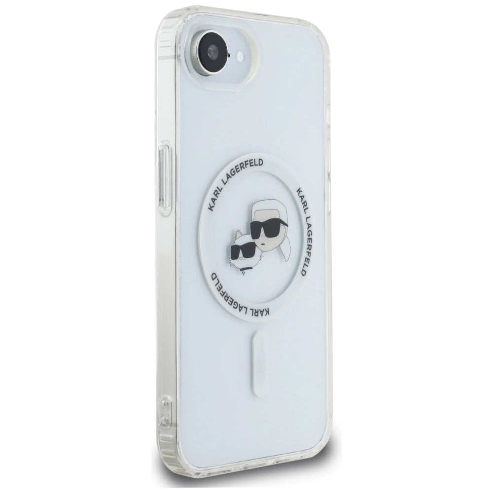 Karl Lagerfeld IML Metal Karl &amp; Choupette Heads MagSafe iPhone 16e Case - White_3