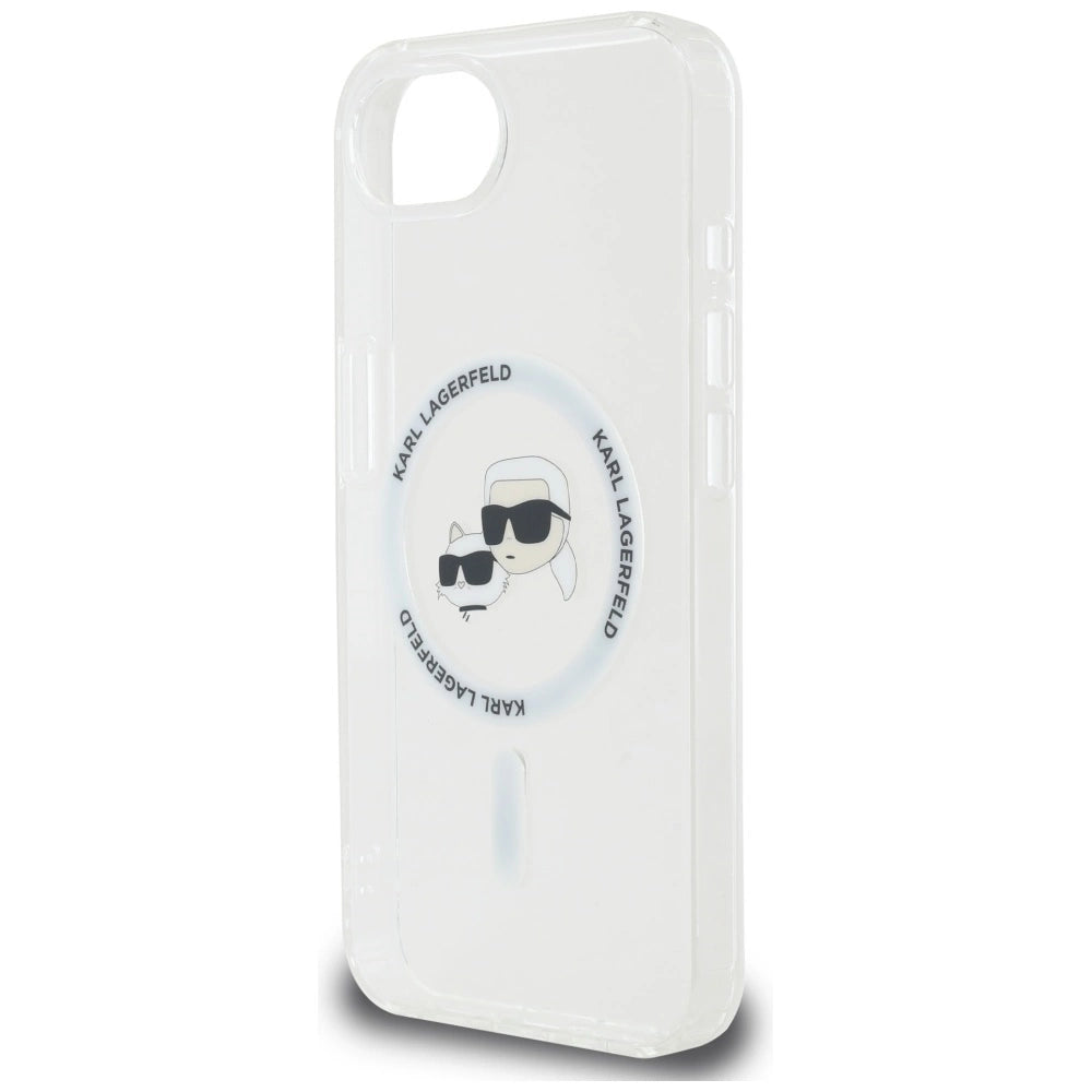 Karl Lagerfeld IML Metal Karl &amp; Choupette Heads MagSafe iPhone 16e Case - White_5