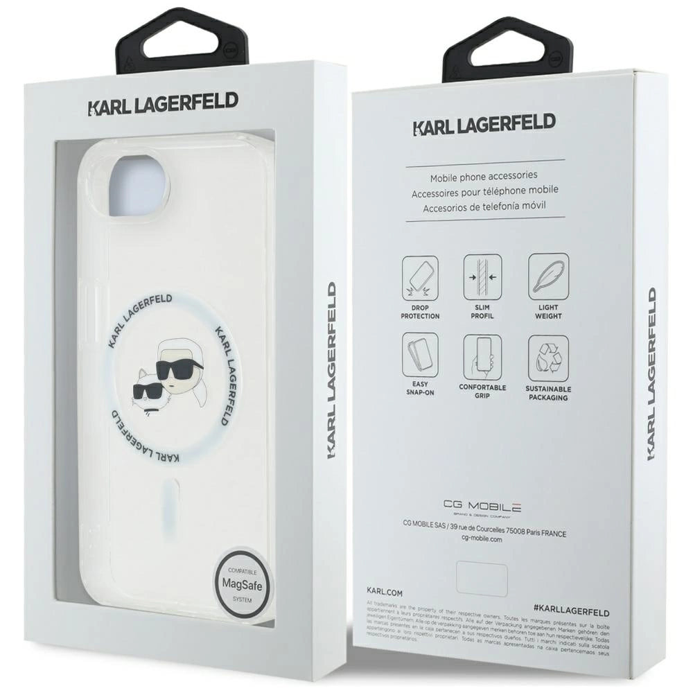 Karl Lagerfeld IML Metal Karl &amp; Choupette Heads MagSafe iPhone 16e Case - White_7
