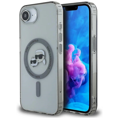 Karl Lagerfeld IML Metal Karl &amp; Choupette Heads MagSafe iPhone 16e Case - Black_0