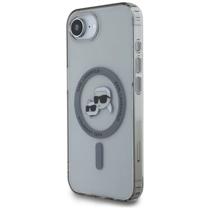Karl Lagerfeld IML Metal Karl &amp; Choupette Heads MagSafe iPhone 16e Case - Black_1