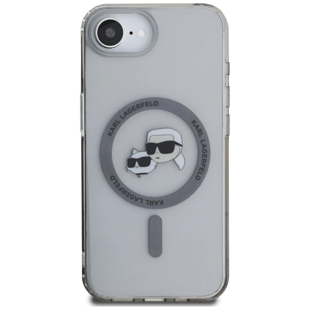 Karl Lagerfeld IML Metal Karl &amp; Choupette Heads MagSafe iPhone 16e Case - Black_2