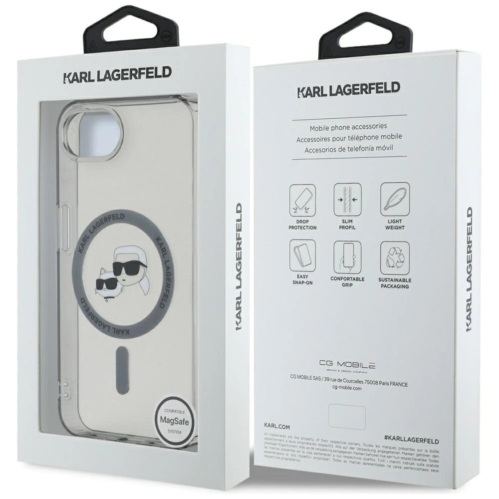 Karl Lagerfeld IML Metal Karl &amp; Choupette Heads MagSafe iPhone 16e Case - Black_7