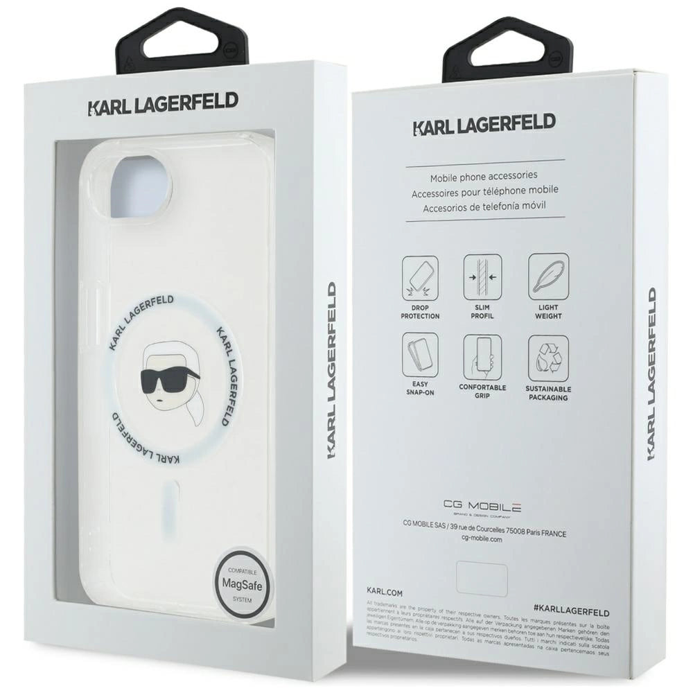 Karl Lagerfeld IML Metal Karl Head MagSafe Case for iPhone 16e White_7