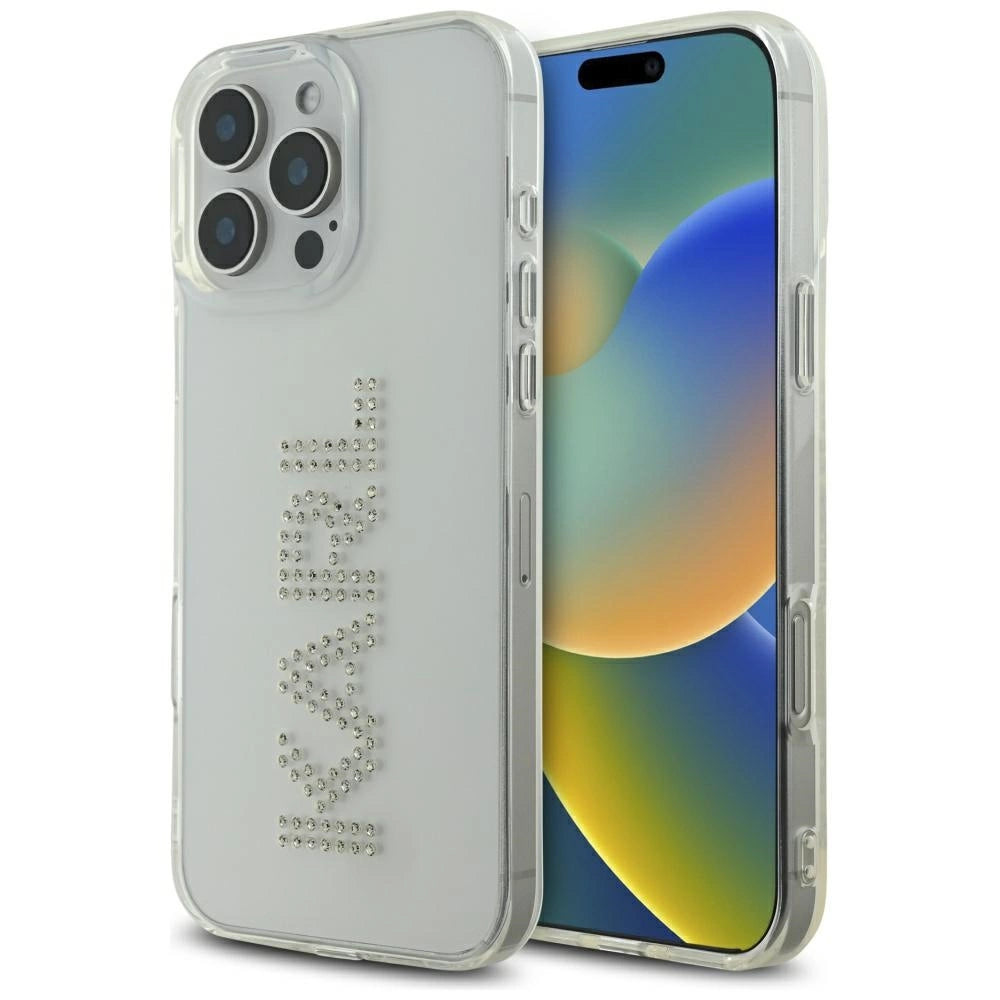 Karl Lagerfeld IML Rhinestones Logo iPhone 16 Pro Case - Clear_0